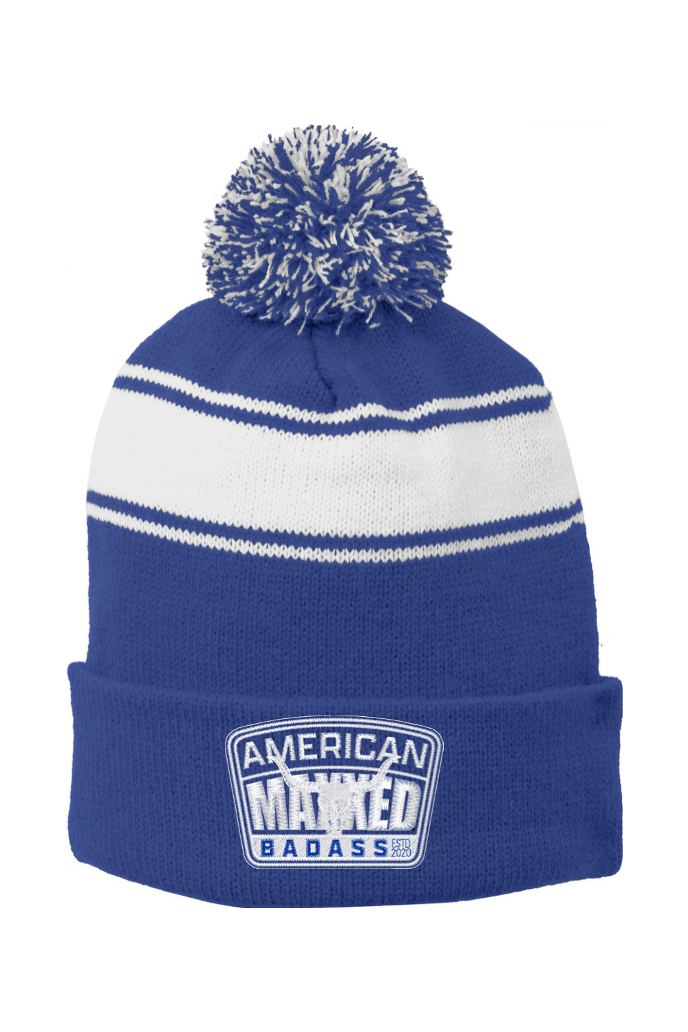 Team Maxxed American Badass Royal / White Stripe Beanie