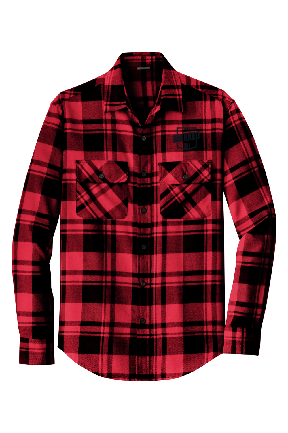 Maxxed Embroidered Plaid Flannel Shirt