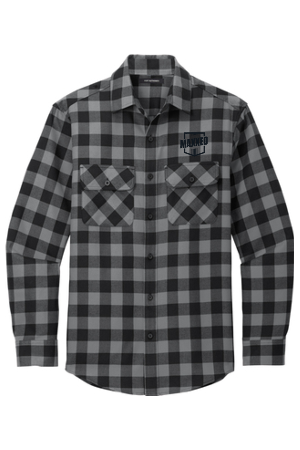 Maxxed Embroidered Plaid Flannel Shirt