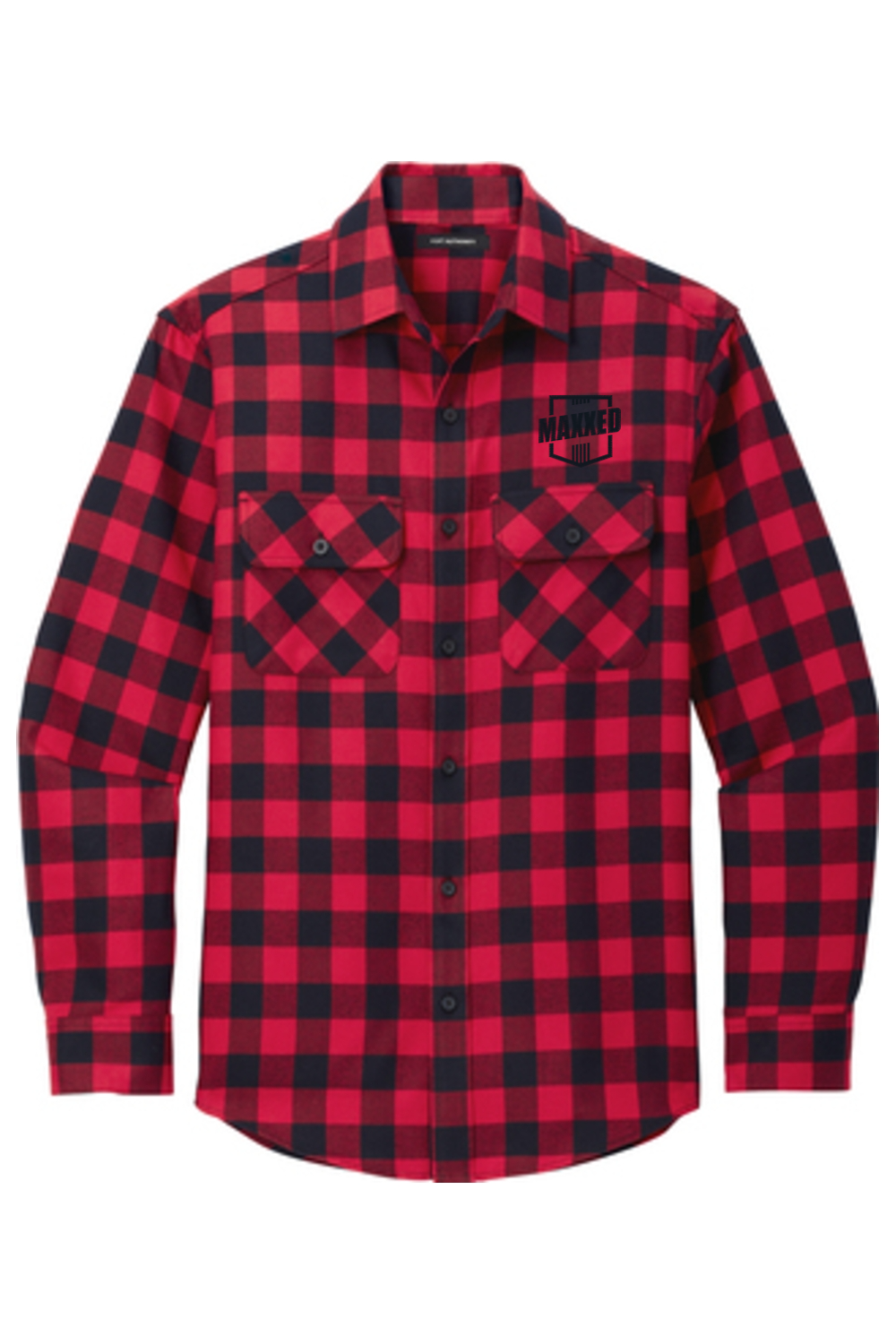 Maxxed Embroidered Plaid Flannel Shirt