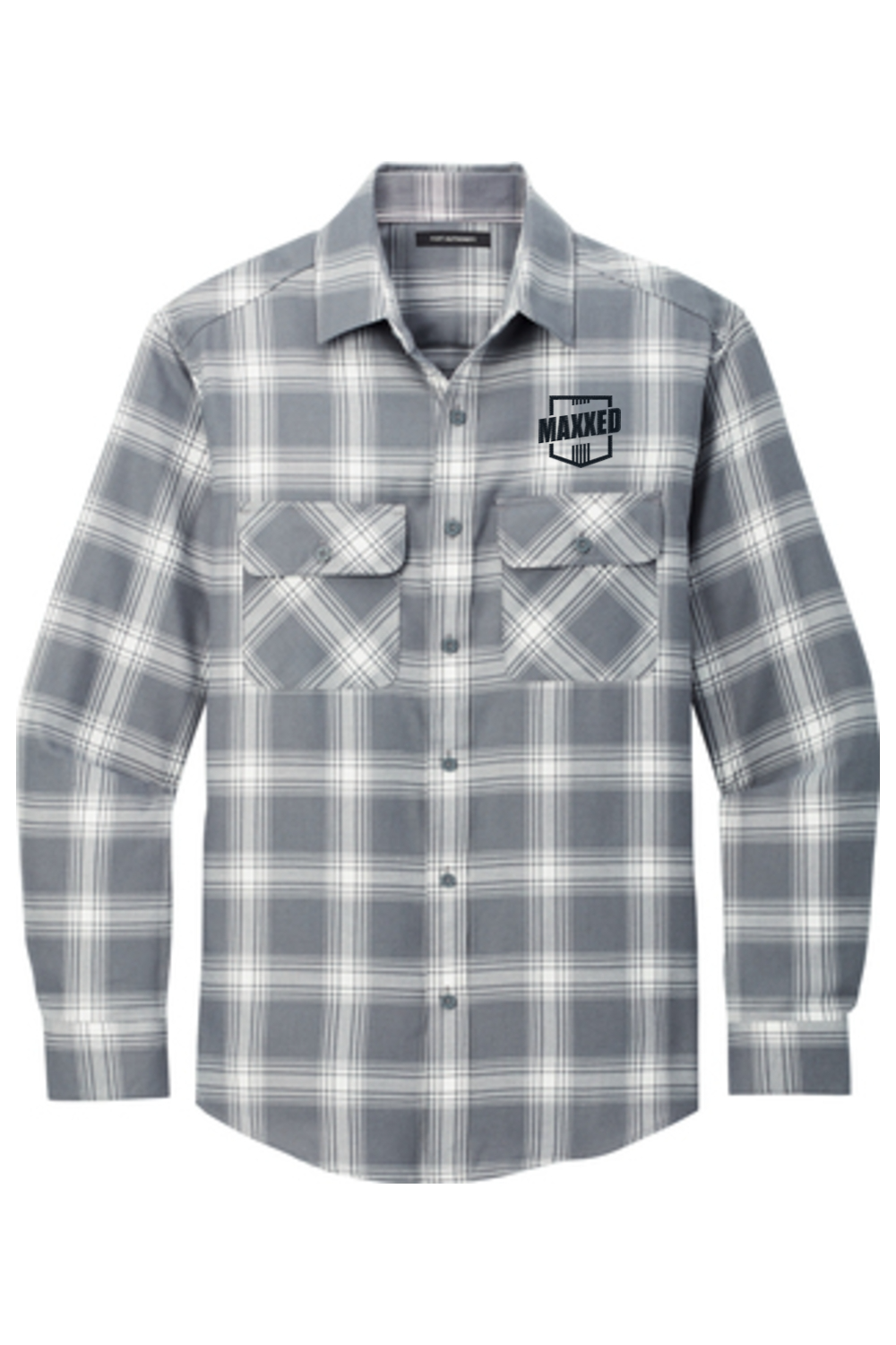 Maxxed Embroidered Plaid Flannel Shirt