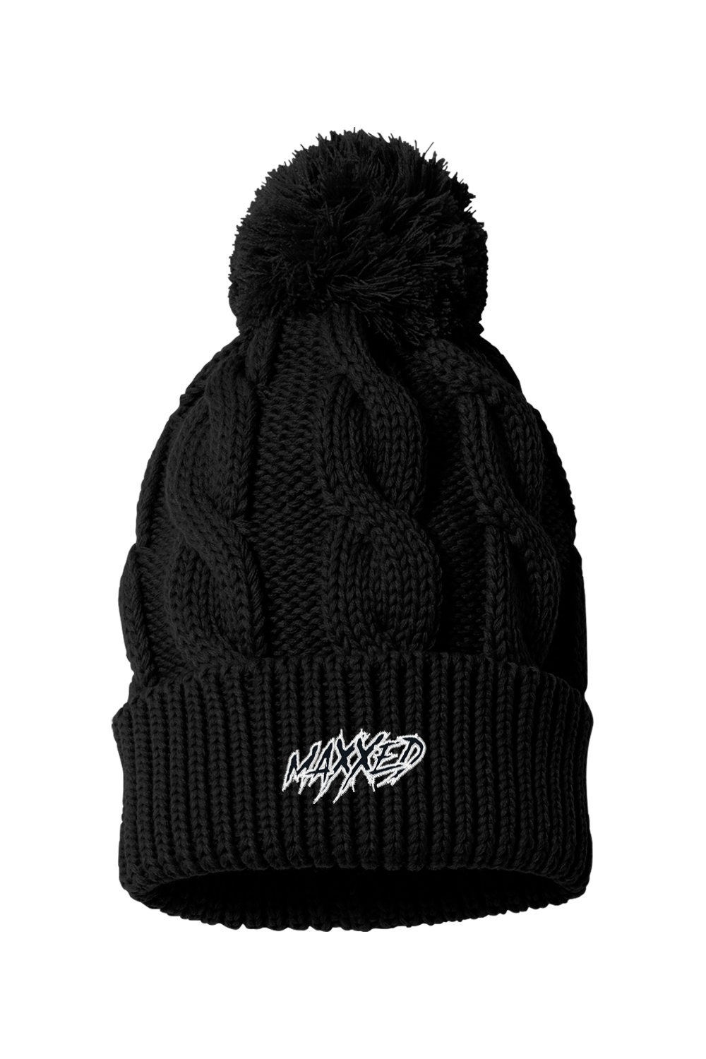 Maxxed Embroidered Chunk Twist Cuffed Beanie