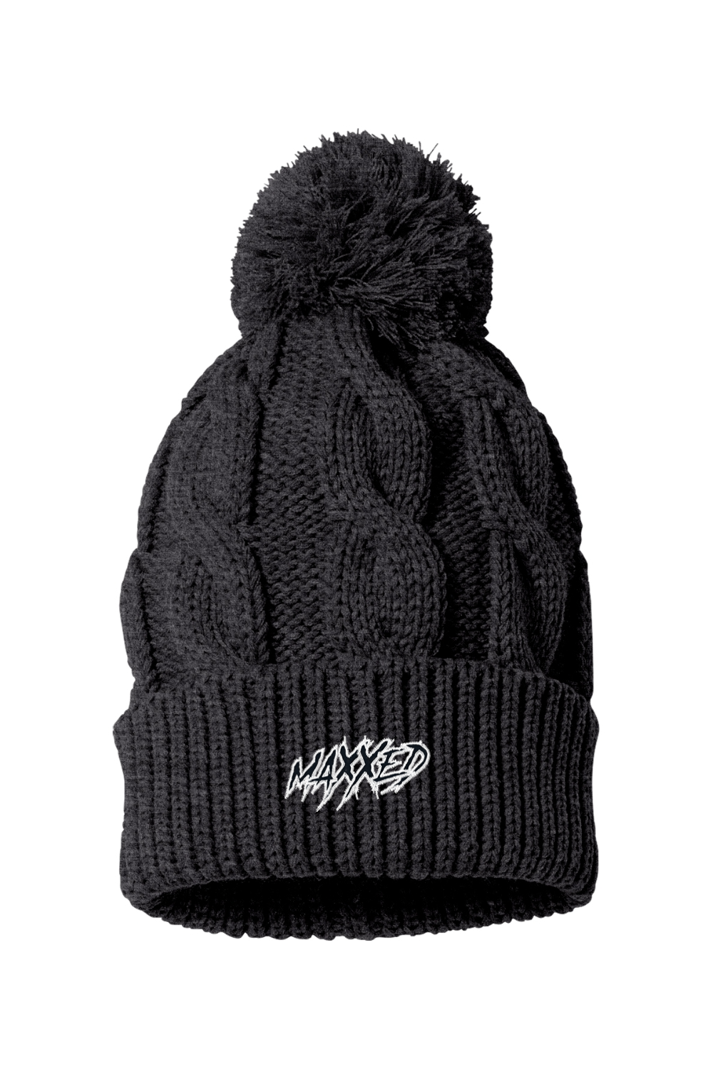 Maxxed Embroidered Chunk Twist Cuffed Beanie