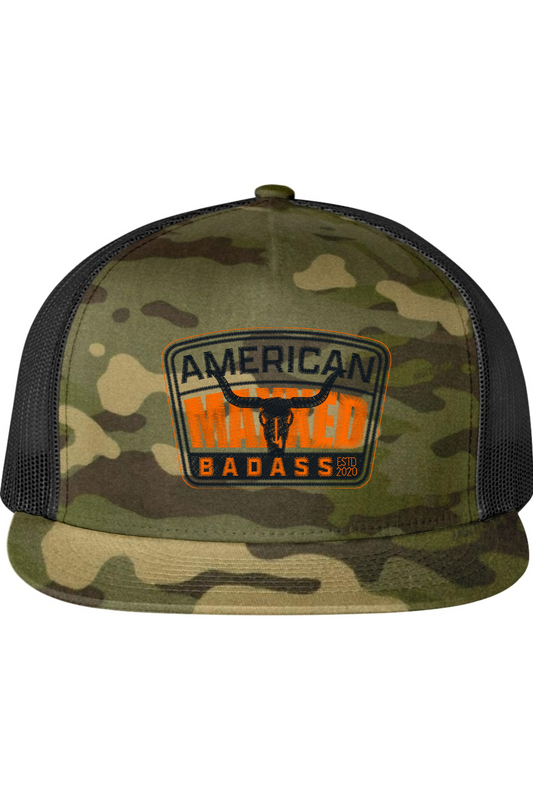 American Badass Camo Flat Bill Hat