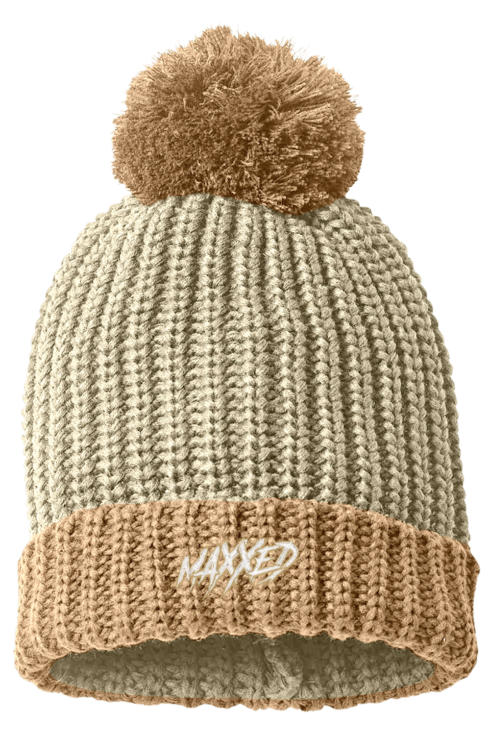 Maxxed Chunky Cable with Cuff & Pom Beanie