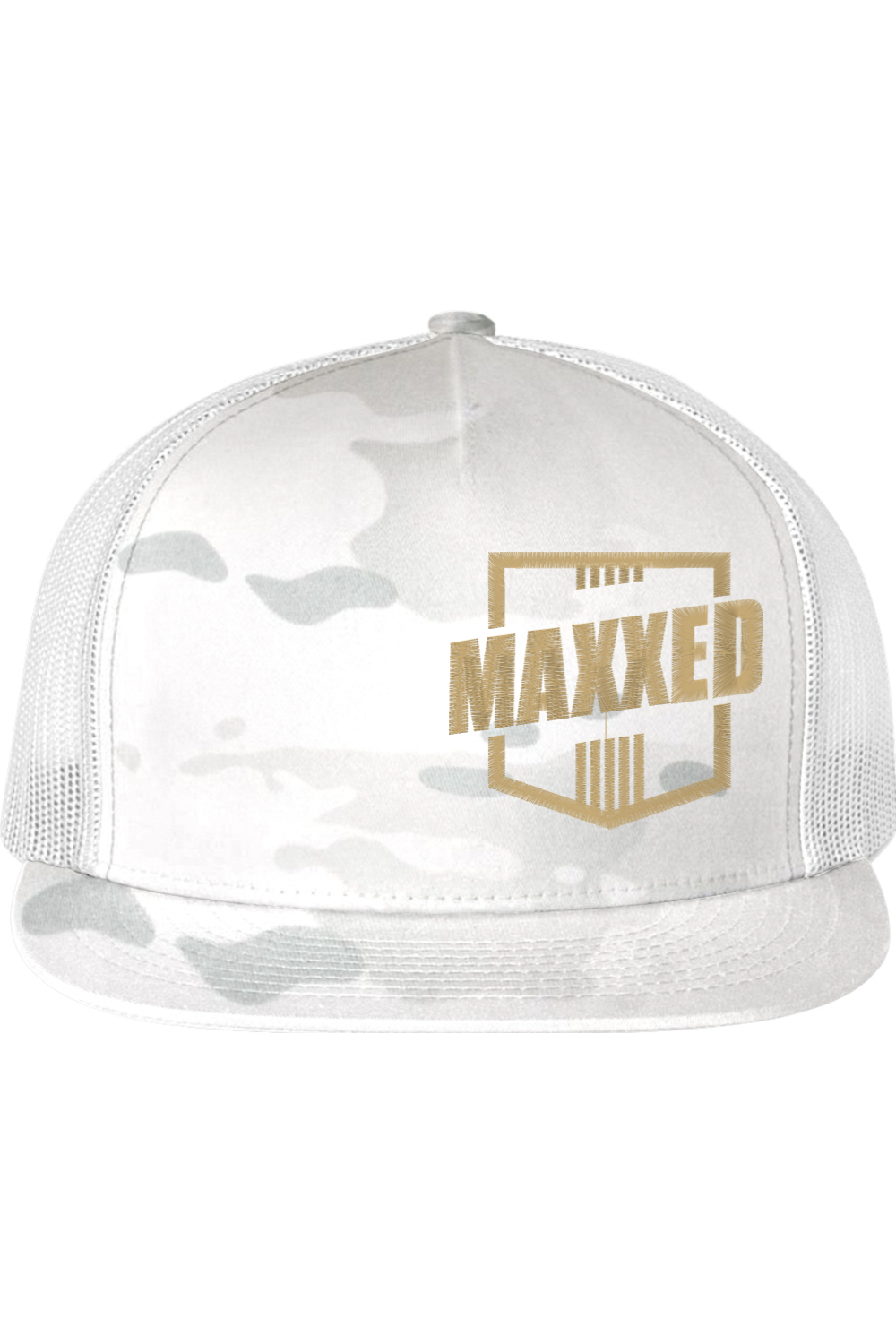 Maxxed Snow Camo Flat Bill Trucker Hat